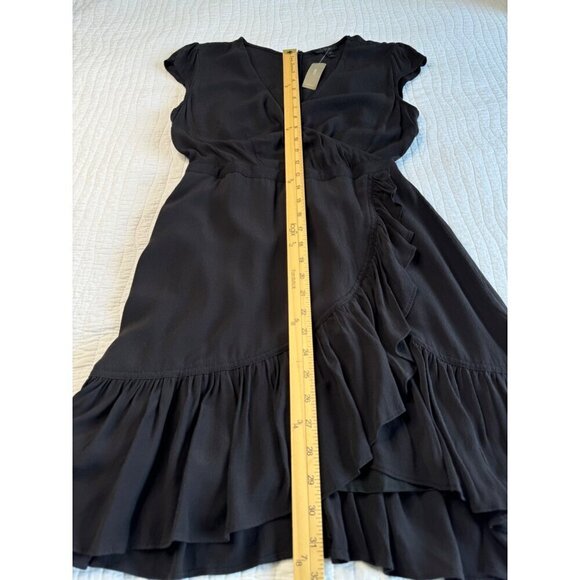 J.Crew Womens Faux-Wrap Mini Party Dress Lined Ruffles SZ 2Petite Black NEW - Picture 5 of 7